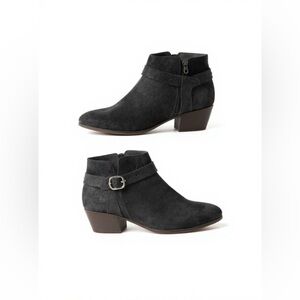 Clarks Womens Ankle Boots Sz 8.5 M Black Leather Straps Comfort Commuter Booties